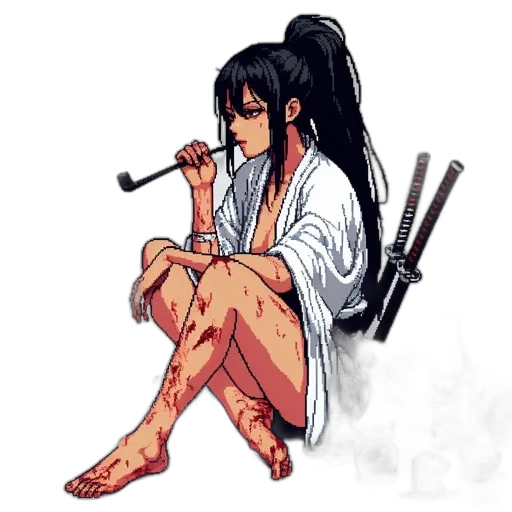 weapon, pixel art, concept art, anime, fantasy art, rain, fire, dark transparent PNG cut-out