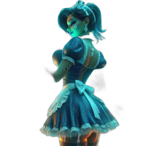 dress, staff, robot, mask, 3d render, concept art, fantasy art, vaporwave transparent PNG cut-out