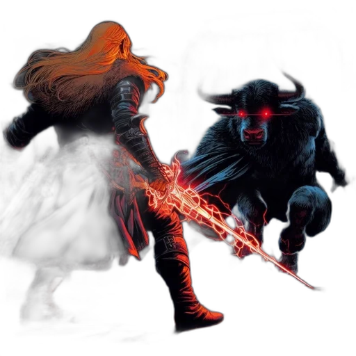 concept art, comic book art, fantasy art, pixel art, fire, red, dimly, lit transparent PNG cut-out