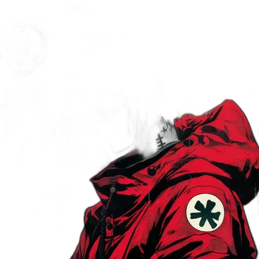 jacket, mask, comic book art, concept art, red, animated, figure, sporting transparent PNG cut-out