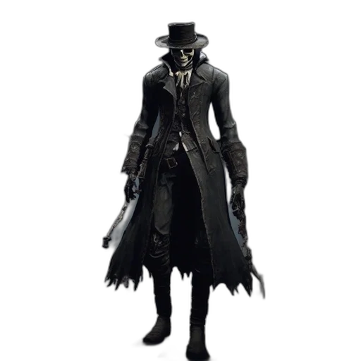 jacket, mask, staff, hat, concept art, cyberpunk, 3d render, fantasy art transparent PNG cut-out