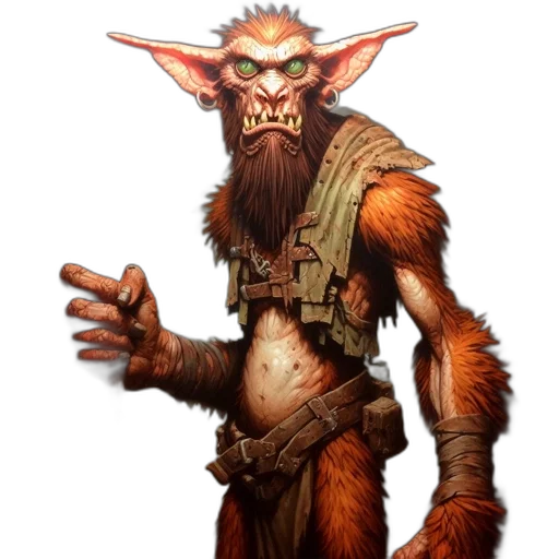 staff, creature, fantasy art, concept art, pixel art, comic book art, anthropomorphic, red-furred transparent PNG cut-out