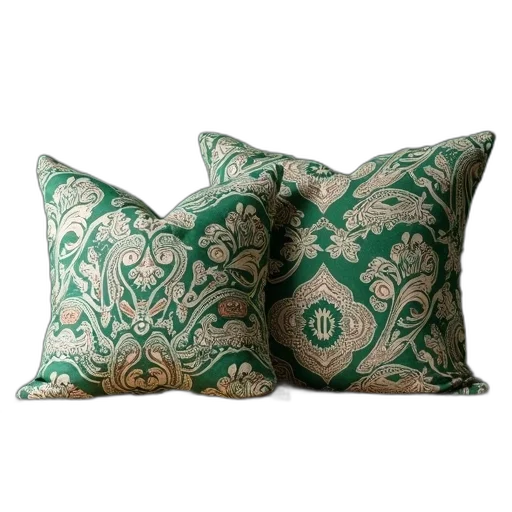 furniture, green, paisley, cushion, two, different, types, cushions transparent PNG cut-out