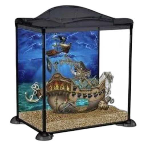 3d render, underwater, beach, black, aquarium, pirate, ship, theme transparent PNG cut-out