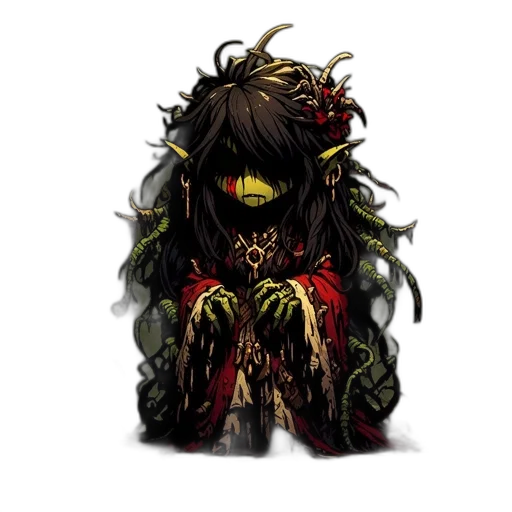 creature, mask, crown, dress, pixel art, concept art, fantasy art, comic book art transparent PNG cut-out