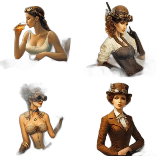 hat, concept art, pixel art, fantasy art, comic book art, earth tones, golden, monochrome transparent PNG cut-out