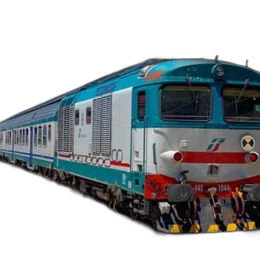 3d render, photorealistic, modern, train, teal, white, colors, featuring transparent PNG cut-out