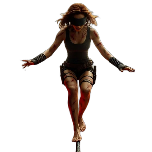 mask, dress, staff, 3d render, concept art, photorealistic, cyberpunk, mid-air transparent PNG cut-out