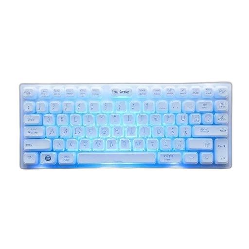 vaporwave, cyberpunk, 3d render, blue, pastel, transparent, plastic, keyboard transparent PNG cut-out