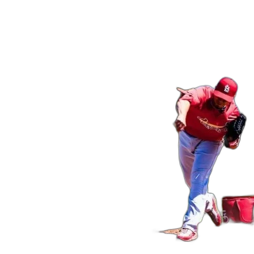 animal, creature, weapon, baseball, player, red, uniform, pitching transparent PNG cut-out