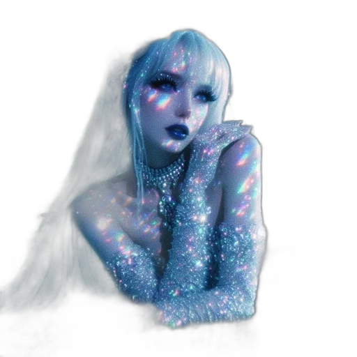 creature, dress, robot, face, fantasy art, watercolor, concept art, vaporwave transparent PNG cut-out