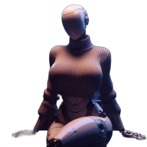 robot, dress, jacket, mask, 3d render, concept art, cyberpunk, pixel art transparent PNG cut-out
