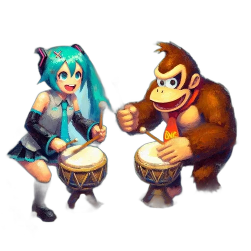 concept art, pixel art, fantasy art, 3d render, two, vibrantly, attired, animated transparent PNG cut-out