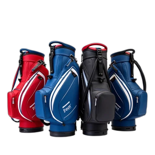 set, four, golf, bags, displayed, against, white, background transparent PNG cut-out