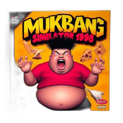 concept art, comic book art, 3d render, cartoon, mukbang, simulator, 1998, rated transparent PNG cut-out