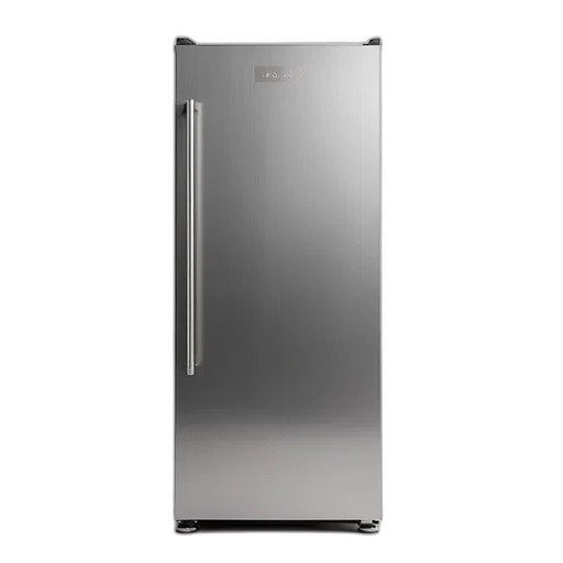 food, robot, sleek, modern, stainless, steel, refrigerator, flat transparent PNG cut-out