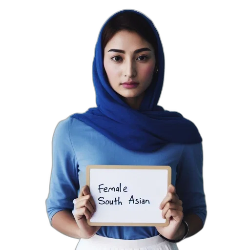 face, dress, woman, donning, hijab, stands, before, white transparent PNG cut-out