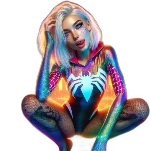 comic book art, concept art, fantasy art, pixel art, neon lights, neon, colorful, woman transparent PNG cut-out