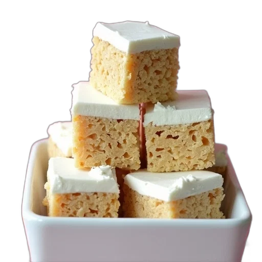 food, 3d render, stack, square-shaped, marshmallow, treats, white, coating transparent PNG cut-out