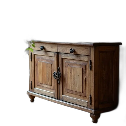 furniture, 3d render, photorealistic, earth tones, rustic, wooden, cabinet, weathered transparent PNG cut-out