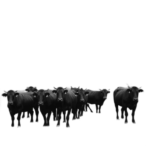 animal, concept art, 3d render, black, white, photograph, herd, cows transparent PNG cut-out