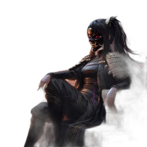 mask, weapon, concept art, fantasy art, cyberpunk, comic book art, dark, ominous transparent PNG cut-out