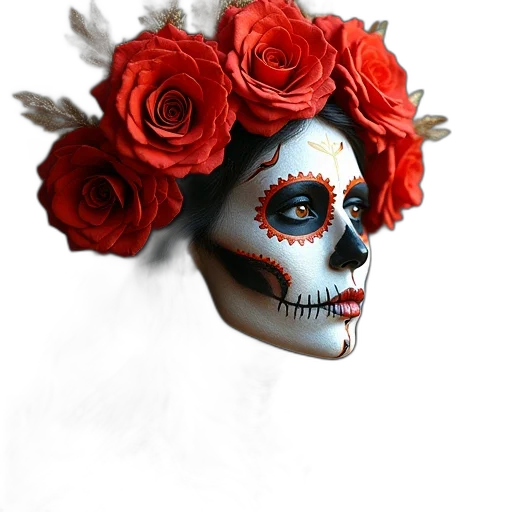mask, face, crown, flower, photorealistic, 3d render, fantasy art, concept art transparent PNG cut-out