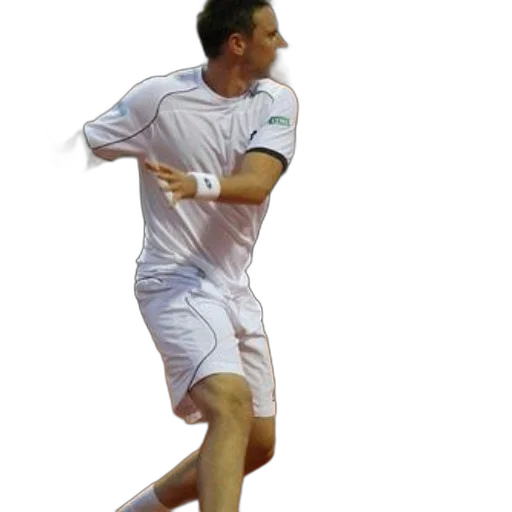man, white, tennis, uniform, playing, clay, court transparent PNG cut-out