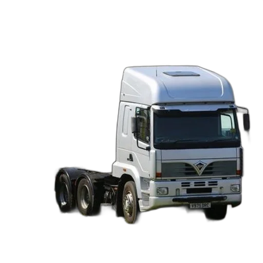 photorealistic, 3d render, concept art, white, truck, trailer, parked, grass transparent PNG cut-out