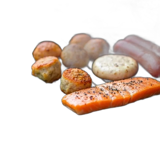 food, jewelry, 3d render, photorealistic, earth tones, barbecue, grill, variety transparent PNG cut-out