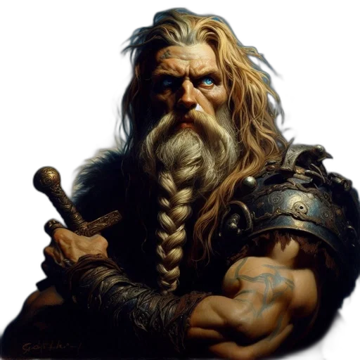 sword, dragon, fantasy art, photorealistic, concept art, pixel art, bearded, warrior-like transparent PNG cut-out