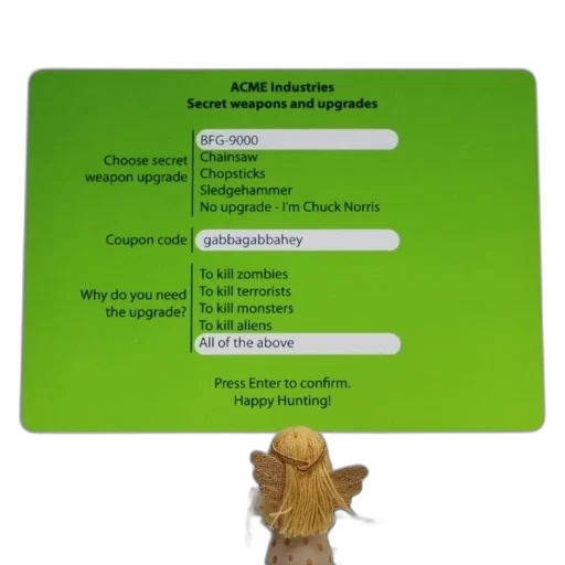 creature, staff, green, humorous, image, laptop, screen, displaying transparent PNG cut-out