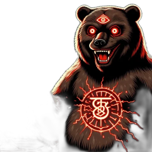 concept art, fantasy art, comic book art, pixel art, image, portrays, fierce, bear transparent PNG cut-out