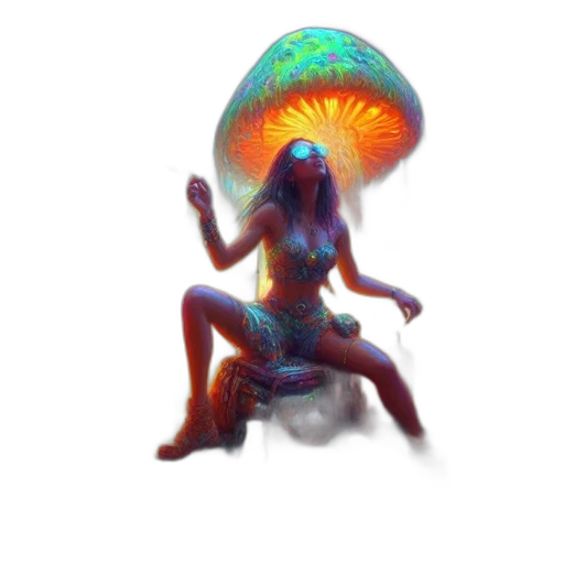 creature, hat, umbrella, hair, concept art, 3d render, fantasy art, pixel art transparent PNG cut-out