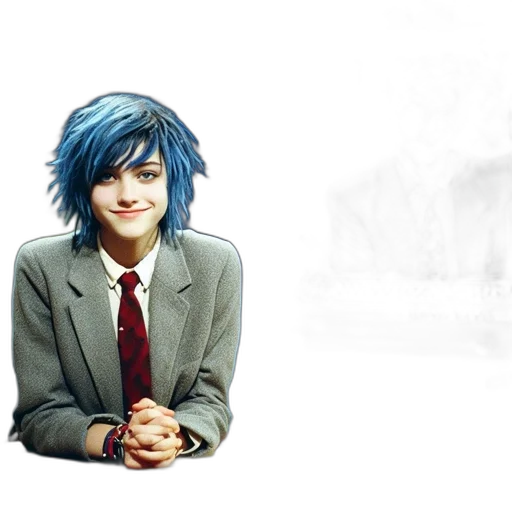 anime, photorealistic, concept art, pixel art, blue, image, depicts, woman transparent PNG cut-out