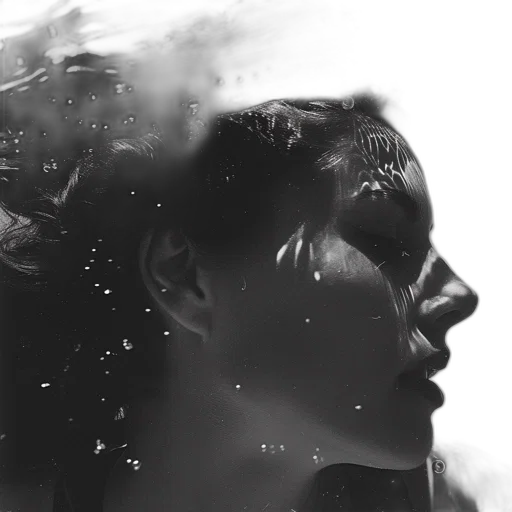 face, mask, crown, hair, photorealistic, concept art, outer space, underwater transparent PNG cut-out