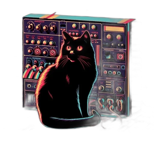 robot, jacket, animal, cyberpunk, pixel art, vaporwave, concept art, illustrated transparent PNG cut-out