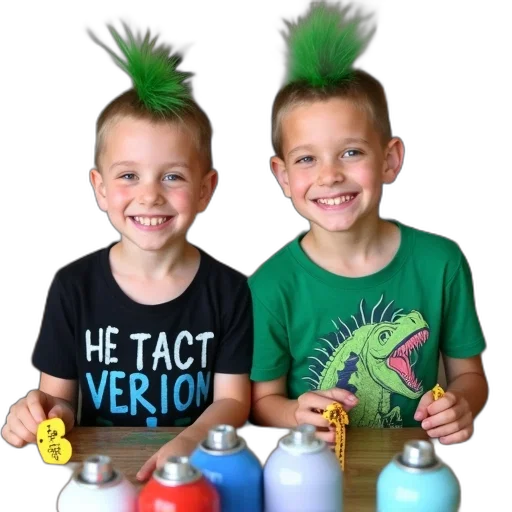 hat, crown, 3d render, two, young, boys, sitting, table transparent PNG cut-out