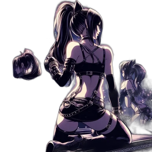 weapon, robot, dress, staff, concept art, cyberpunk, fantasy art, comic book art transparent PNG cut-out