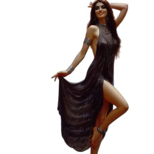 dress, creature, staff, hair, concept art, fantasy art, photorealistic, oil painting transparent PNG cut-out