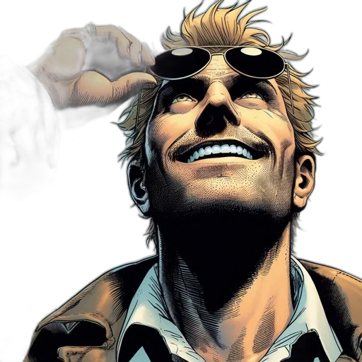 comic book art, concept art, middle-aged, man, blond, hair, beard, looks transparent PNG cut-out
