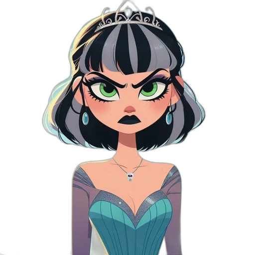 crown, jewelry, dress, staff, cartoon, concept art, fantasy art, comic book art transparent PNG cut-out