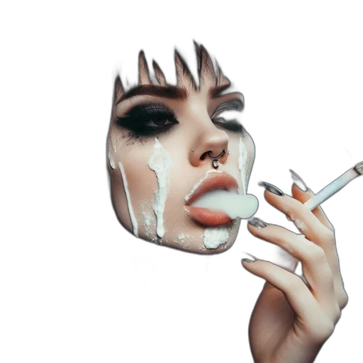 mask, face, umbrella, photorealistic, concept art, watercolor, cyberpunk, fog transparent PNG cut-out
