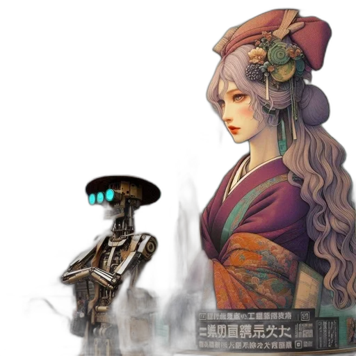 robot, staff, crown, jewelry, concept art, fantasy art, pixel art, anime transparent PNG cut-out