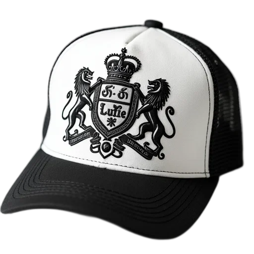 hat, crown, 3d render, photorealistic, black, white, baseball, cap transparent PNG cut-out