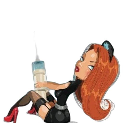 bottle, cartoon, concept art, pixel art, comic book art, illustration, woman, black transparent PNG cut-out