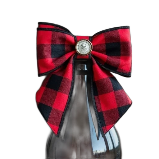 bottle, red, black, hounds, checkered, ribbon, hair, bow transparent PNG cut-out