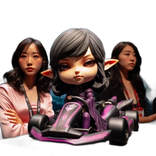 concept art, 3d render, photorealistic, cyberpunk, display, stand, figurine, anime-styled transparent PNG cut-out
