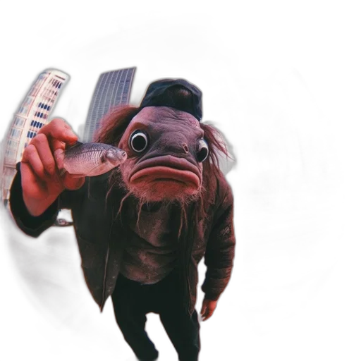 creature, animal, mask, jacket, photorealistic, concept art, 3d render, underwater transparent PNG cut-out