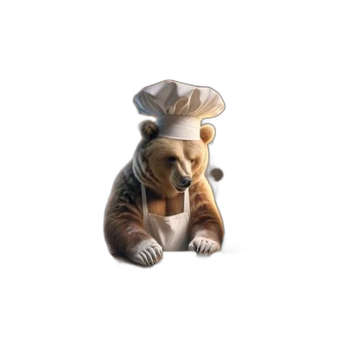 food, hat, staff, animal, 3d render, rustic, warm-lit, kitchen transparent PNG cut-out